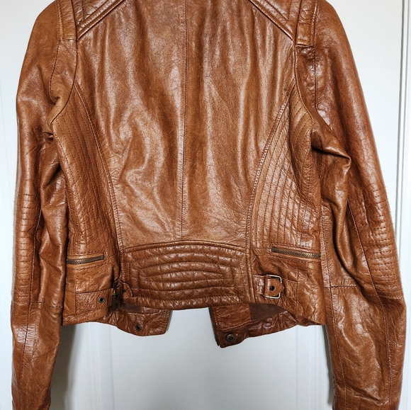 Zara trafaluc leather jacket (Camel) - Picture 3 of 6